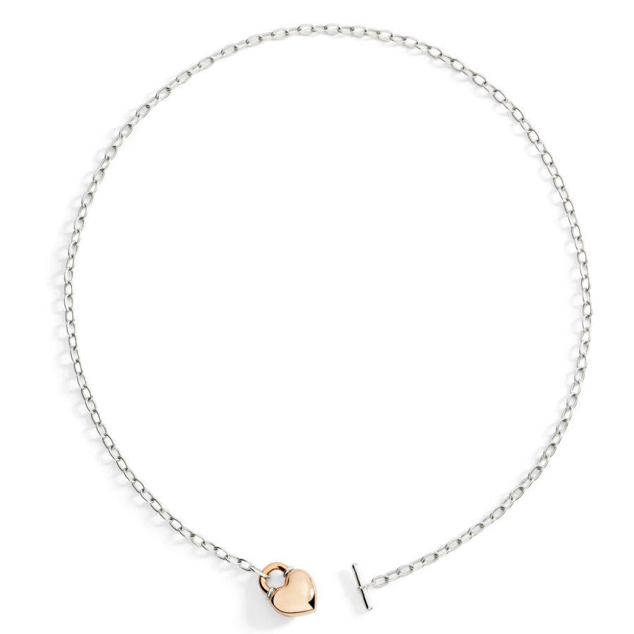 DoDo Ogrlica Rose Gold & Silver Heart